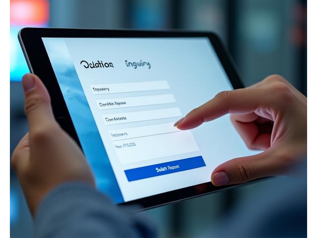 Modern and clean contact form with diverse options on a digital tablet, representing ease of use for inquiry submission.