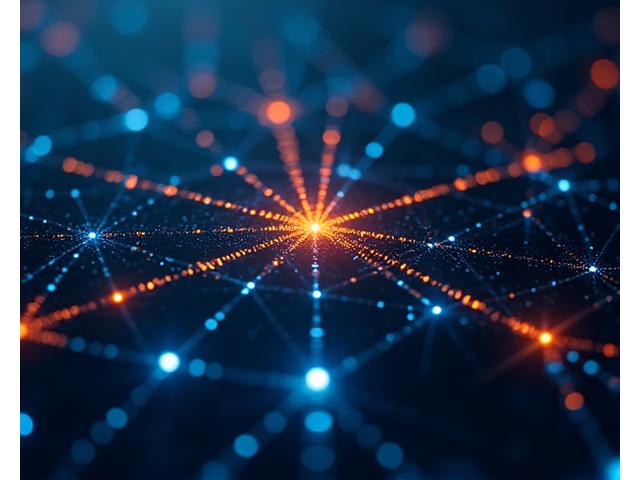 Complex blockchain transaction network visualization with highlighted risk nodes and data flows