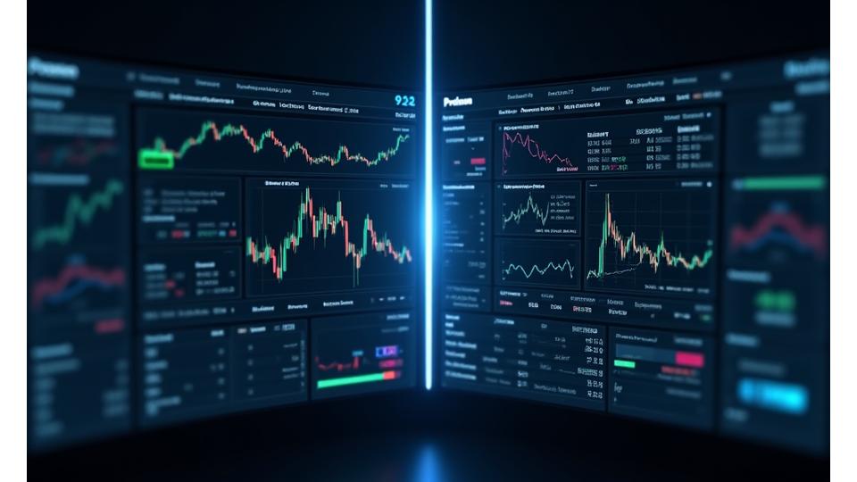 A split-screen visual comparing 'Free' and 'Premium' crypto analytics dashboards, showcasing a stark difference in data depth, number of indicators, and real-time capabilities for the premium version.