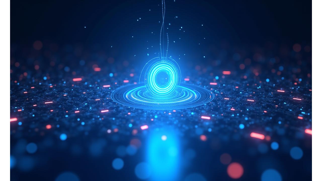 Abstract representation of secure, early access cryptocurrency opportunities, featuring glowing geometric patterns