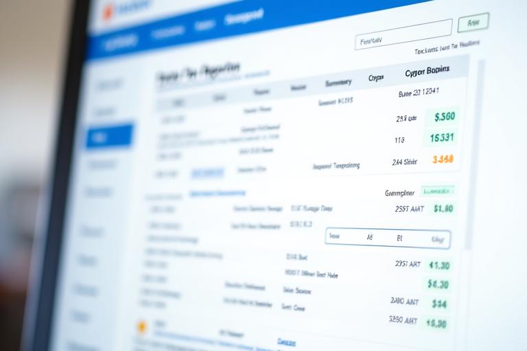 Digital interface showing cryptocurrency tax reporting software with generated forms and financial summaries