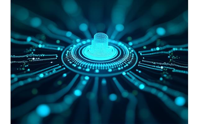 Interconnected digital nodes representing secure data sharing and third-party partnerships, emphasizing Remittix Ledger Group's controlled and compliant data exchange.