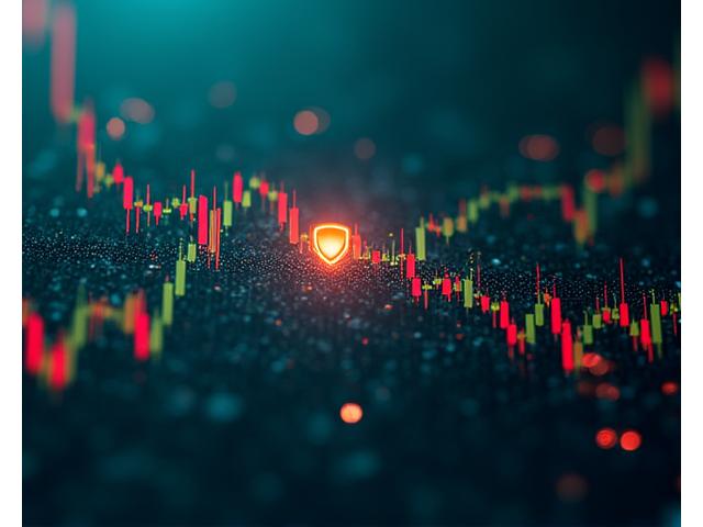 Abstract depiction of market volatility with downward trending lines and resilience data points.